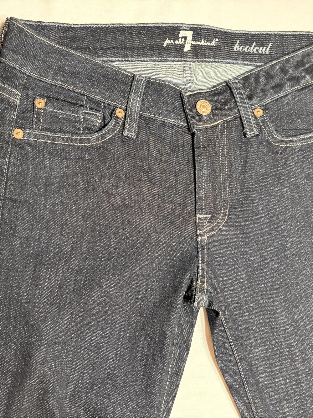 7 For All Mankind Bootcut Women’s Dark Blue Denim Jeans - Classic 5 Pocket NWT - Picture 2 of 10